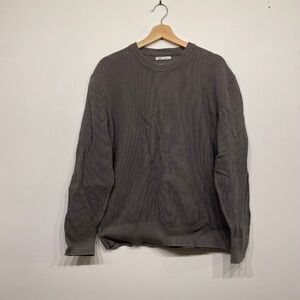 **$5 SALE** Zara Grey Waffle Knit Crew Neck Long Sleeve Tee XL